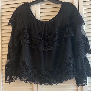 REVOLVE Black Sheer Top with Floral Detail!